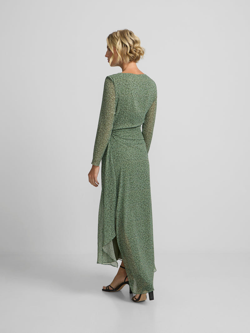 Robe midi imprimée feuilles vertes
