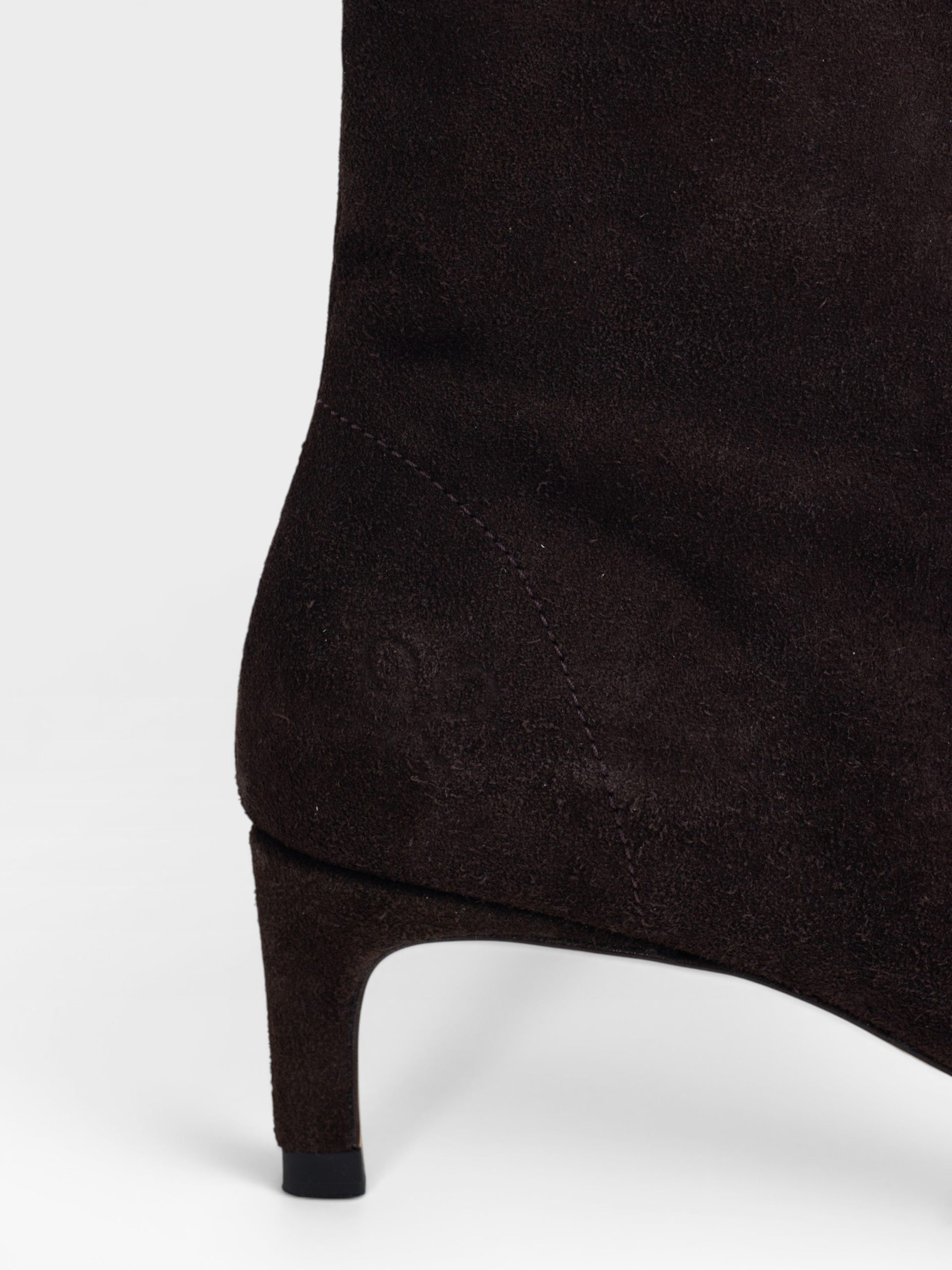Brown suede kitten heel ankle boot