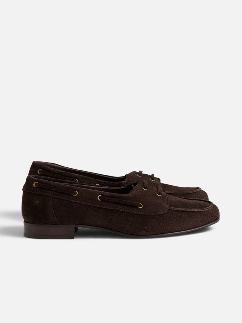 Nautique en cuir suédé marron
