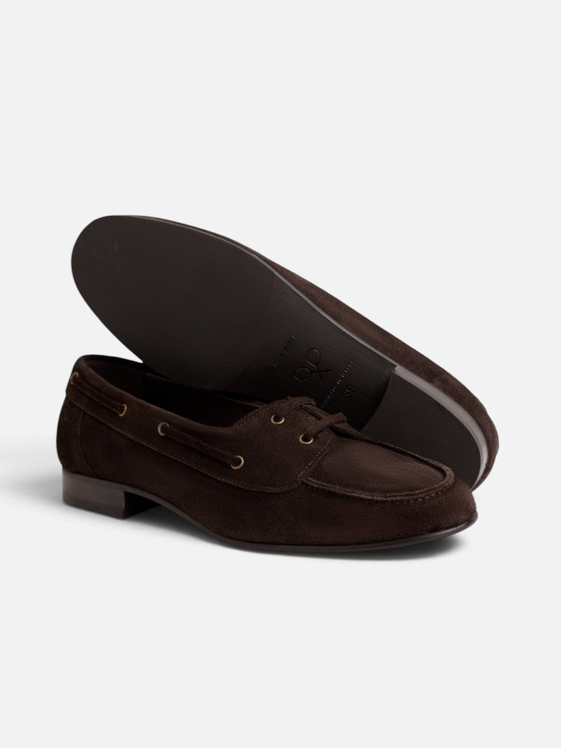 Nautique en cuir suédé marron