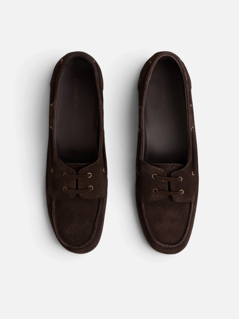 Nautique en cuir suédé marron