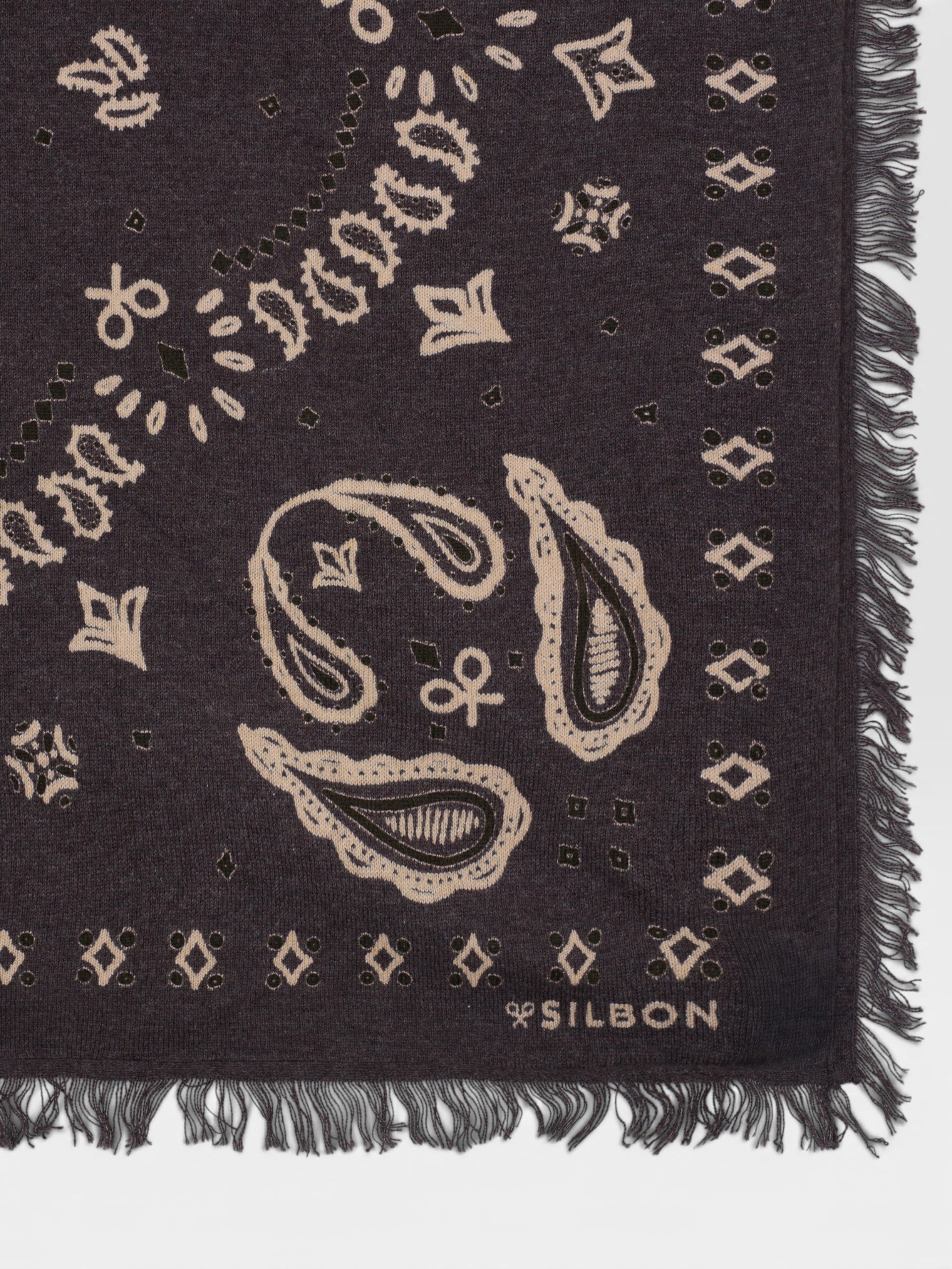 Grand bandana en maille marron