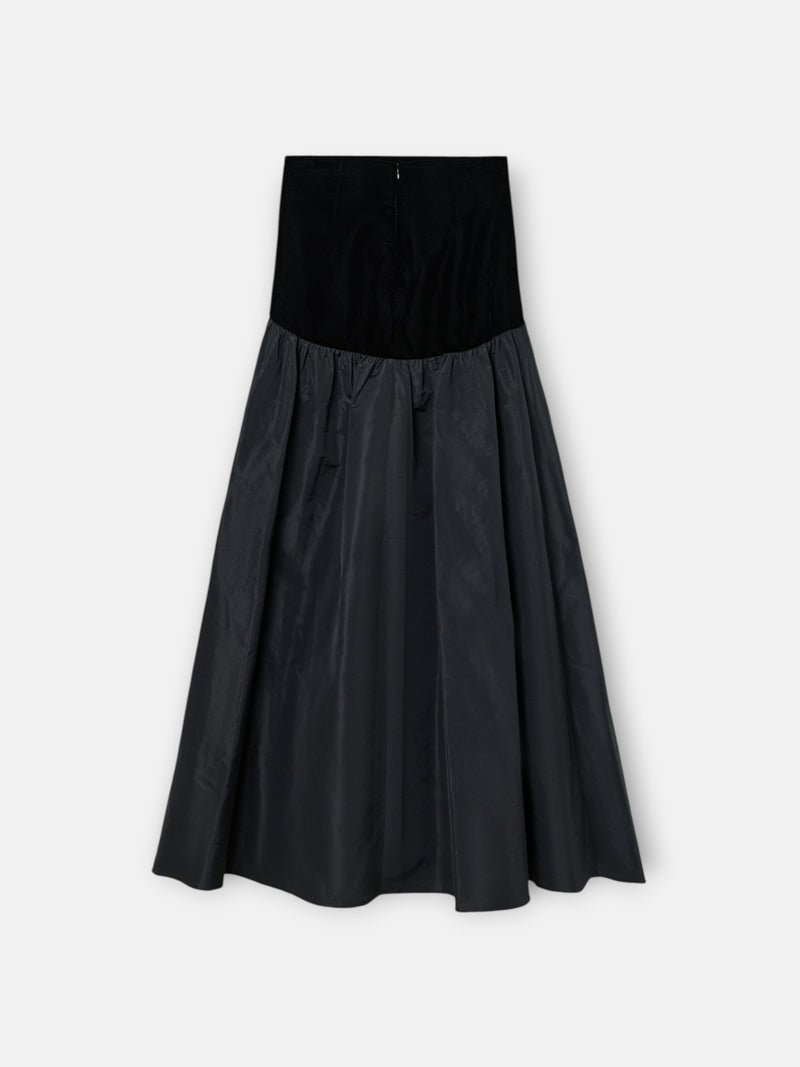 Falda larga tafeta negro