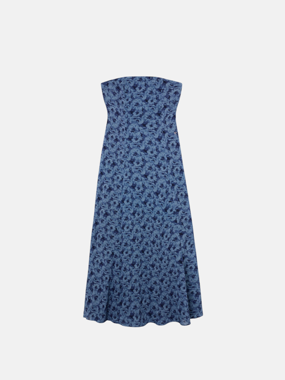 Robe longue bustier à fleurs bleues