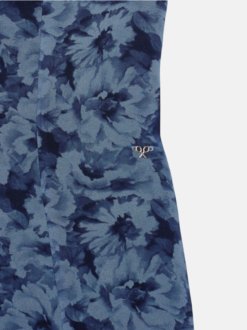 Robe longue bustier à fleurs bleues