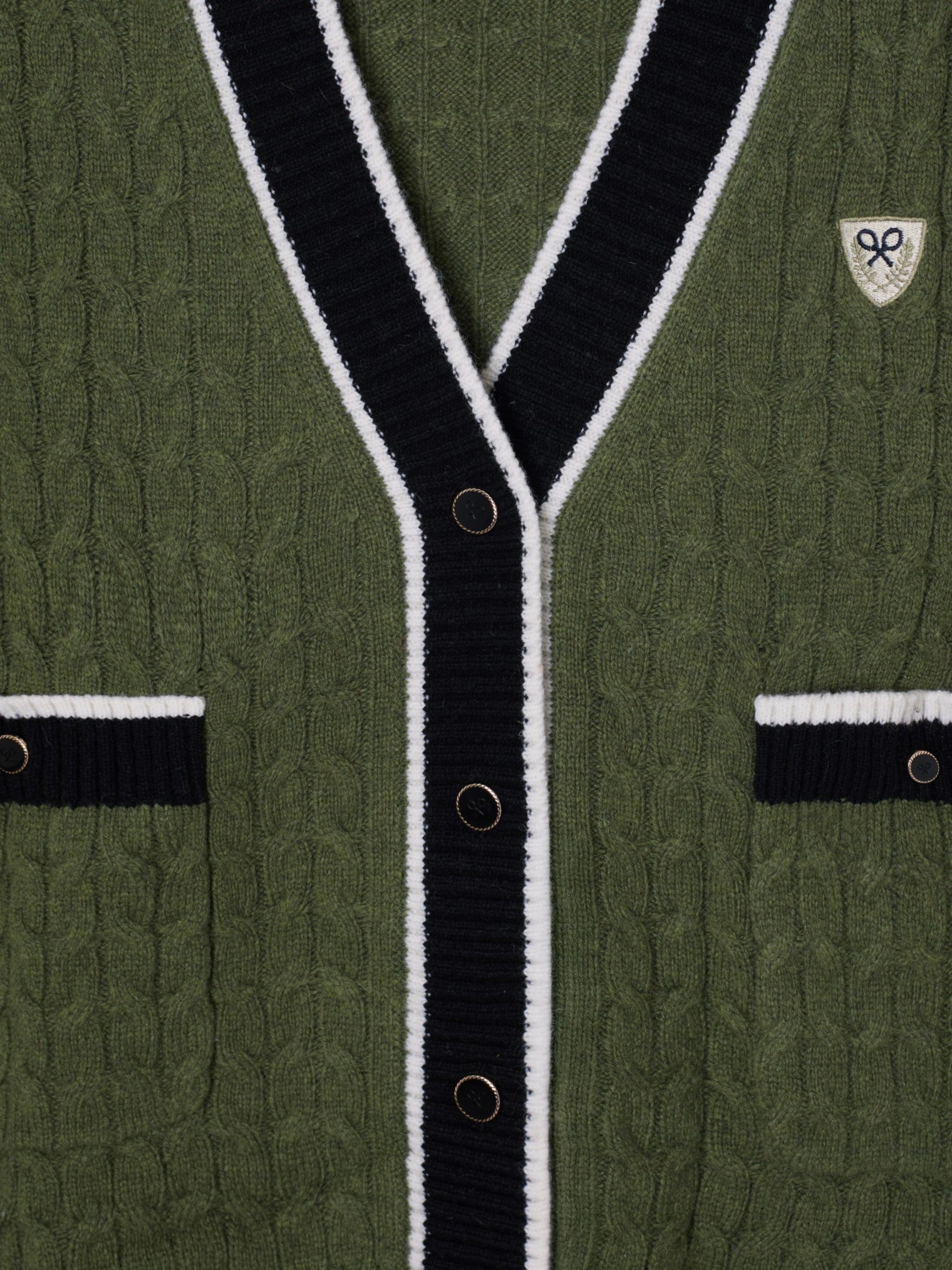 Cardigan college escudo verde