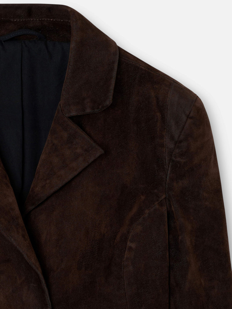 Veste unique crop floquée marron