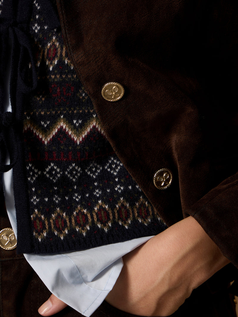 Veste unique crop floquée marron
