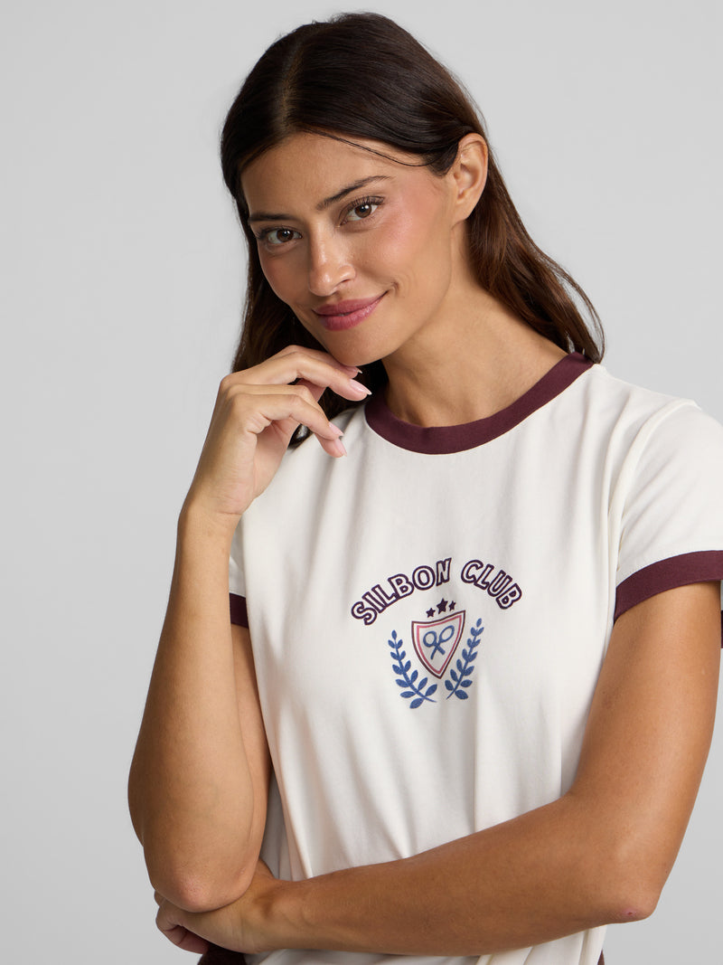 T-shirt femme Silbon Club écru