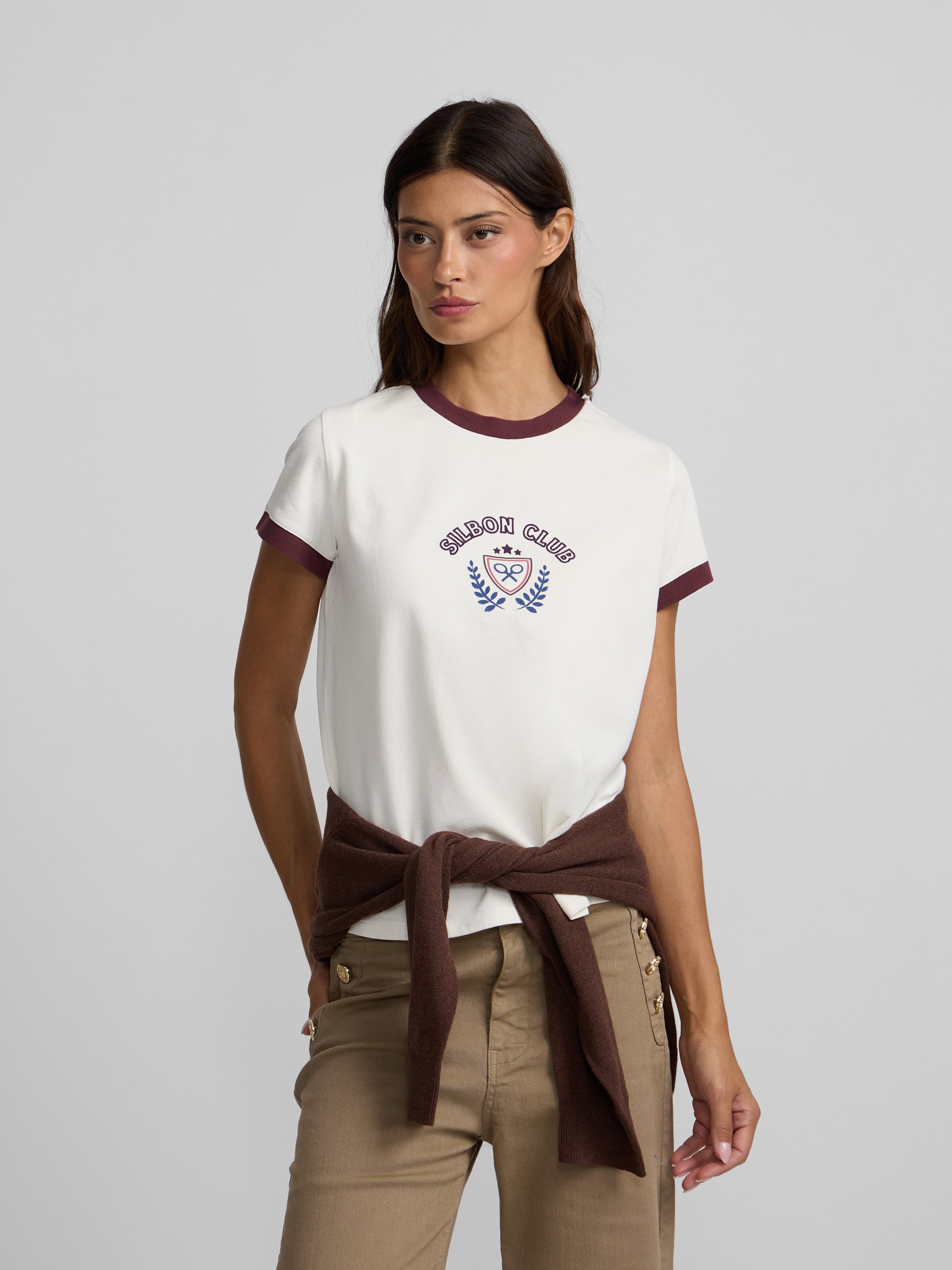 T-shirt femme Silbon Club écru