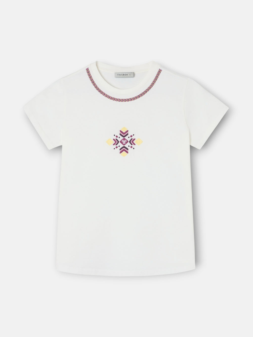 Camiseta woman bordado etnico crudo