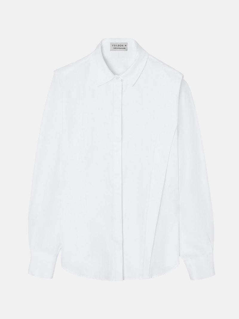 Structured white herringbone shirt
