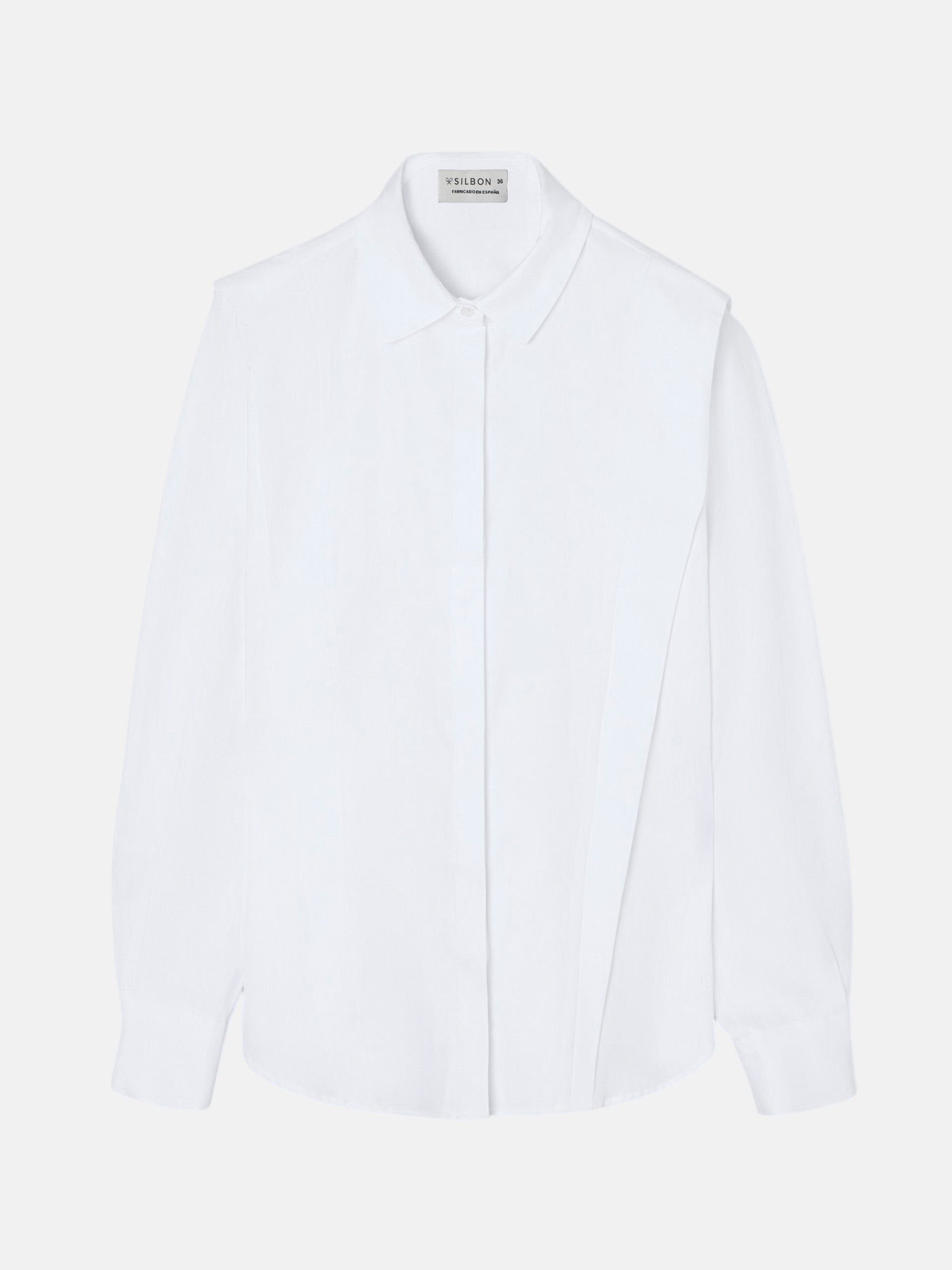 Chemise structurée à chevrons blanche