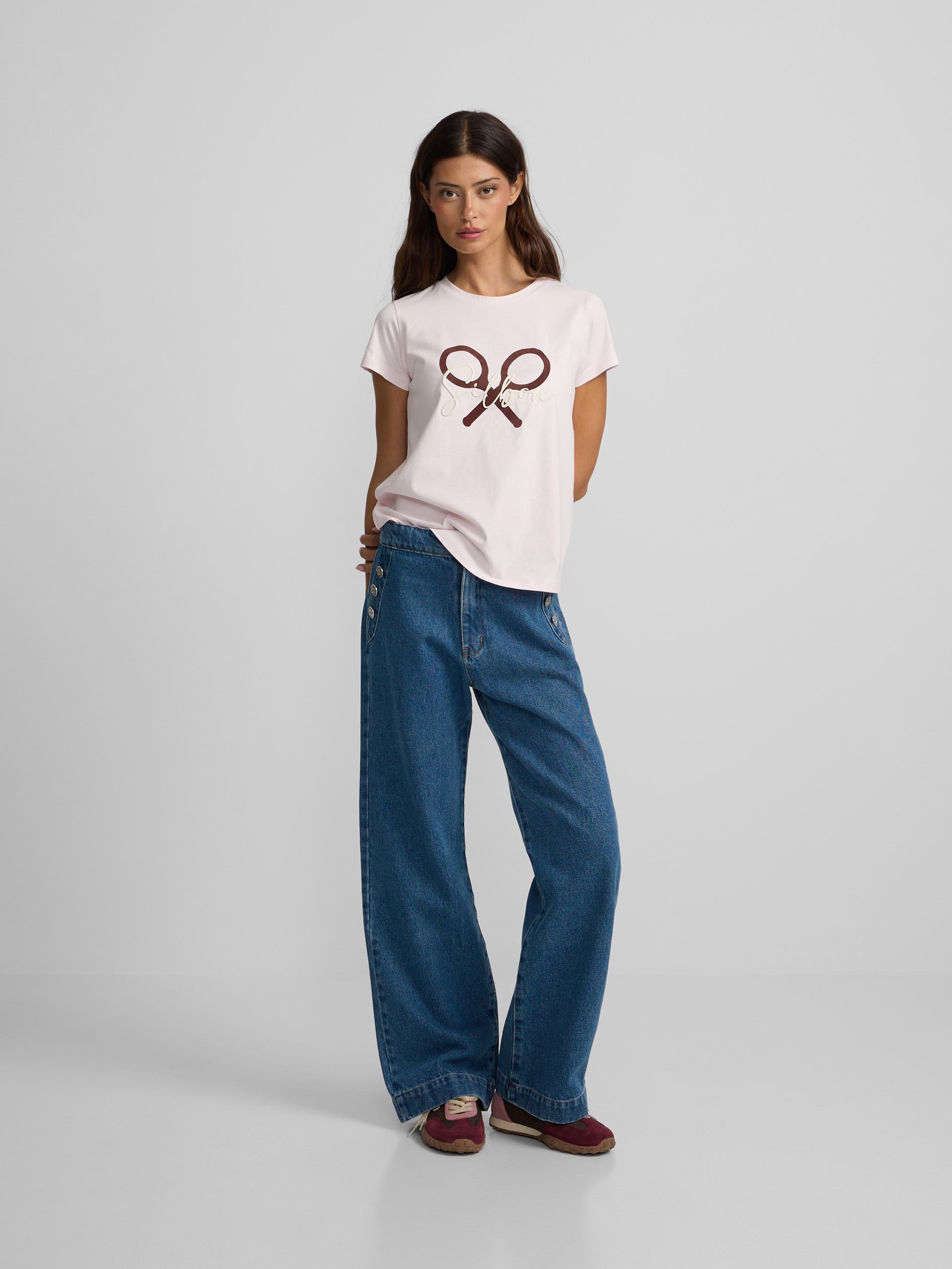 Silbon pink women's racket t-shirt