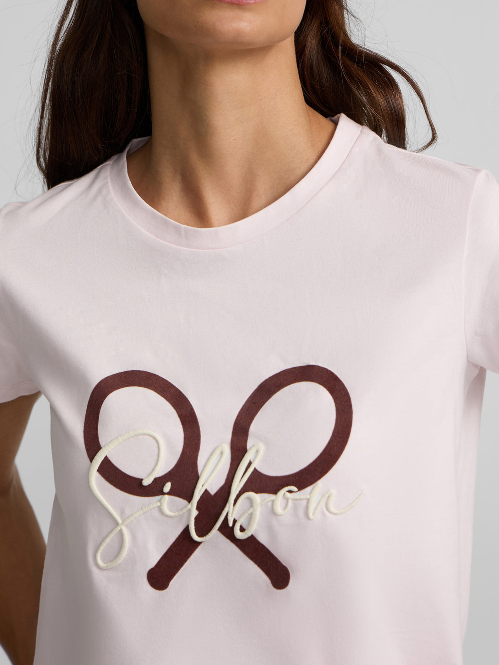T-shirt femme raquette Silbon rose