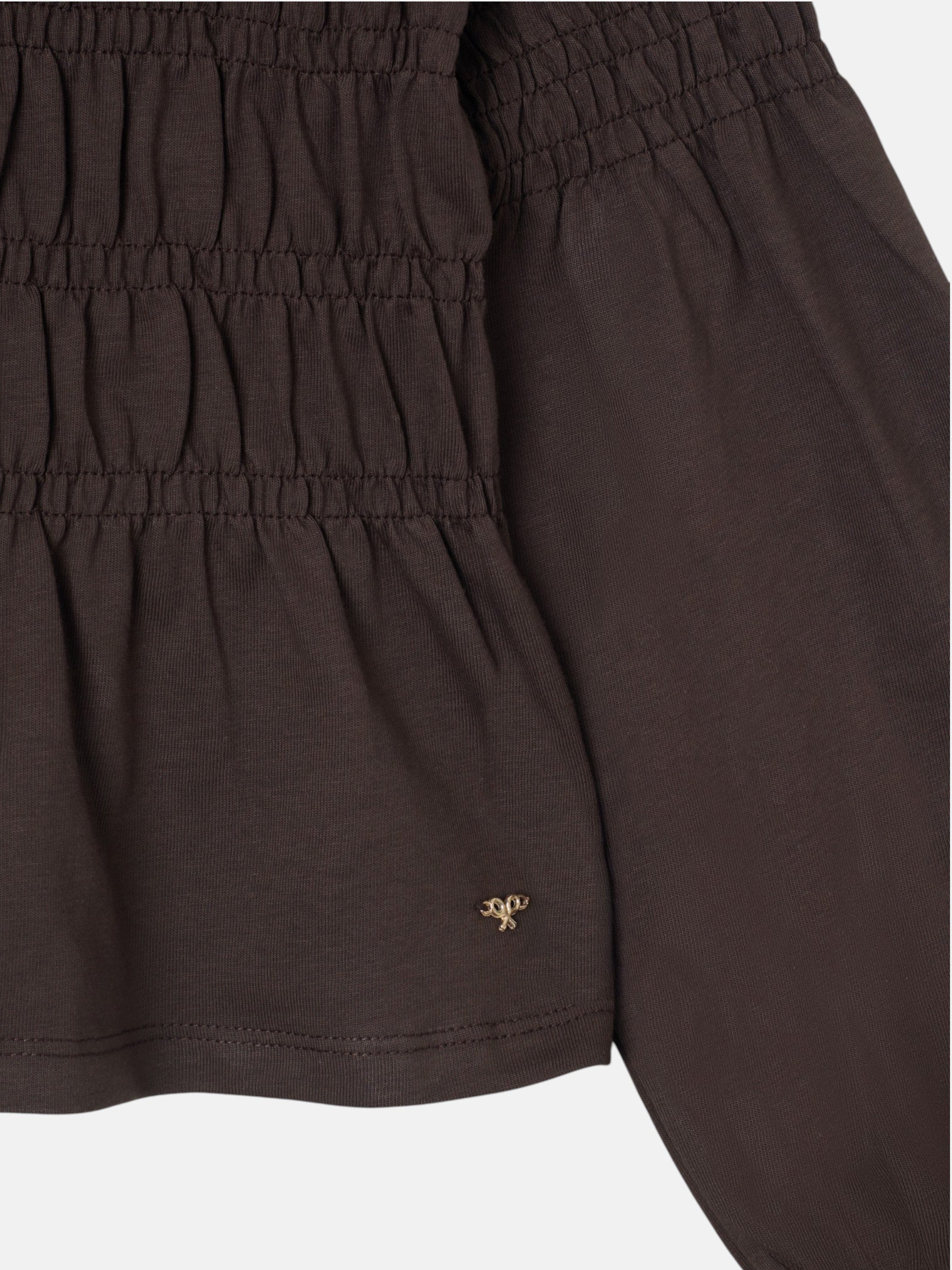 Camiseta woman manga larga punto smock marron