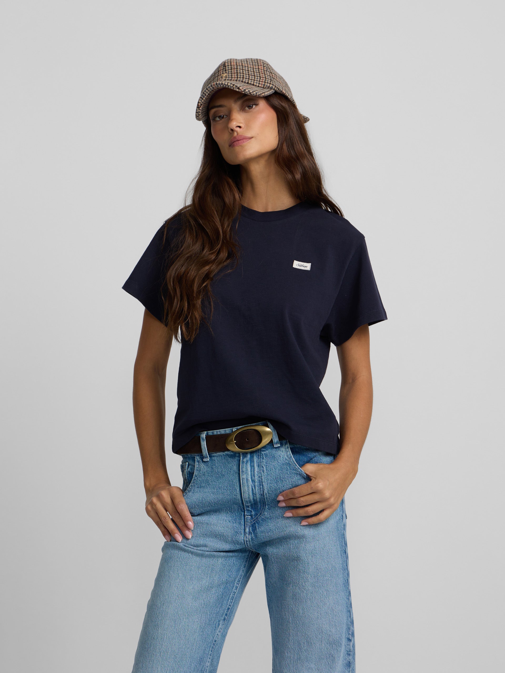 Camiseta woman parche silbon azul marino
