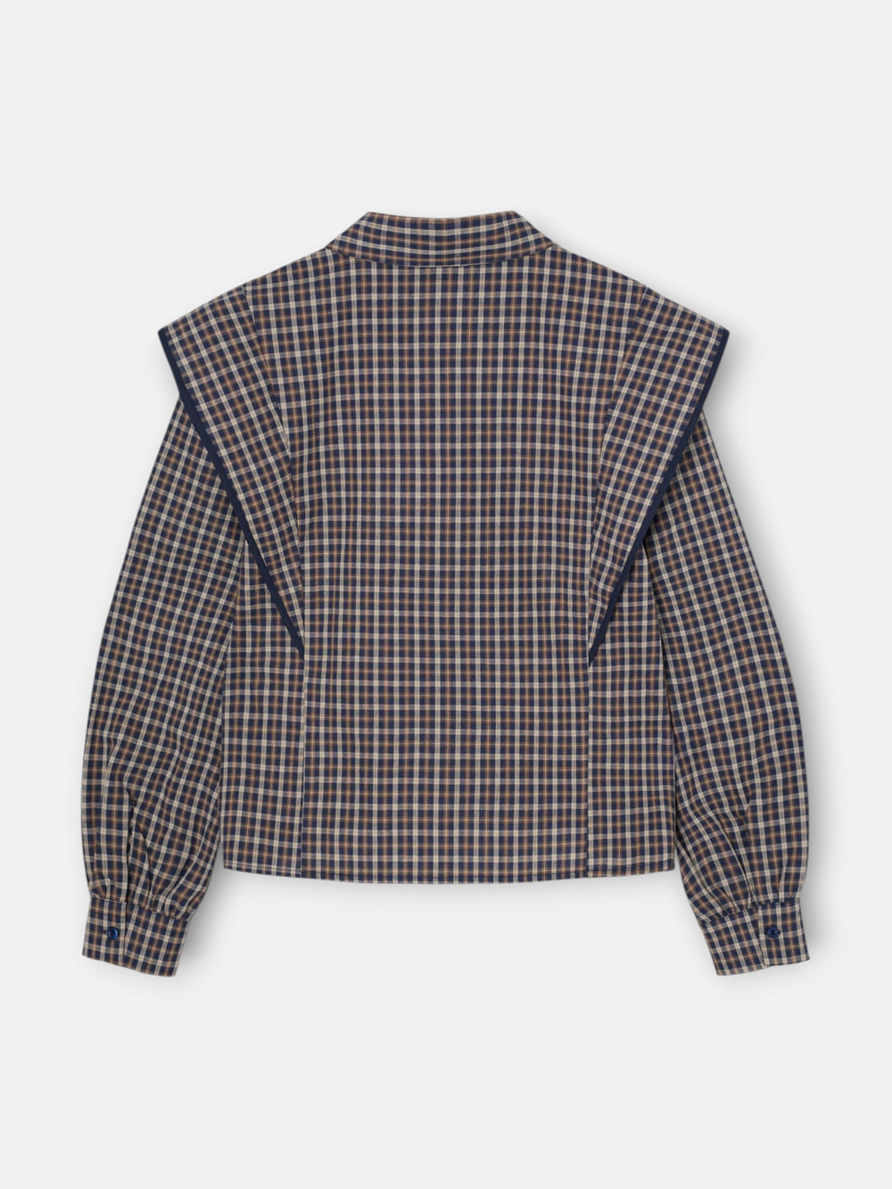Chemise structurée à carreaux bleus et marron