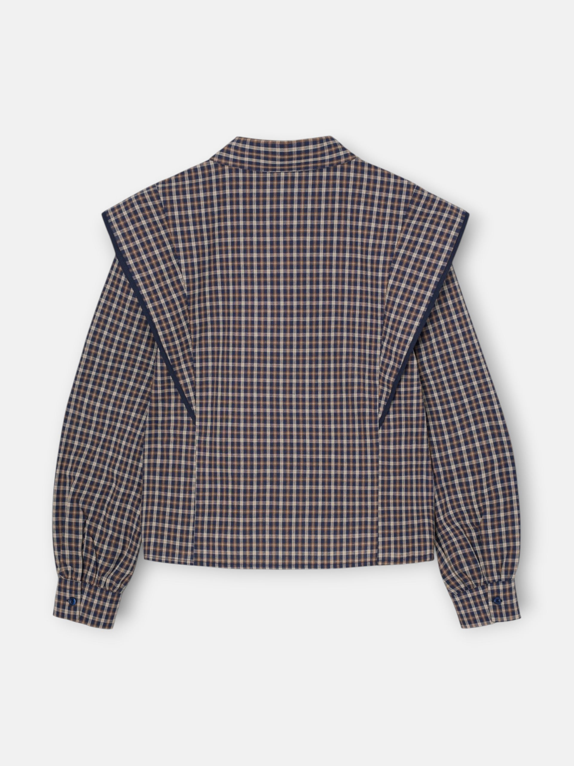 Chemise structurée à carreaux bleus et marron