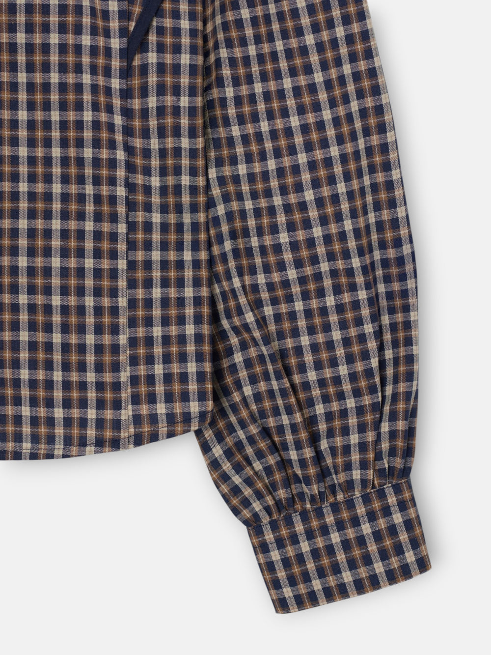 Chemise structurée à carreaux bleus et marron