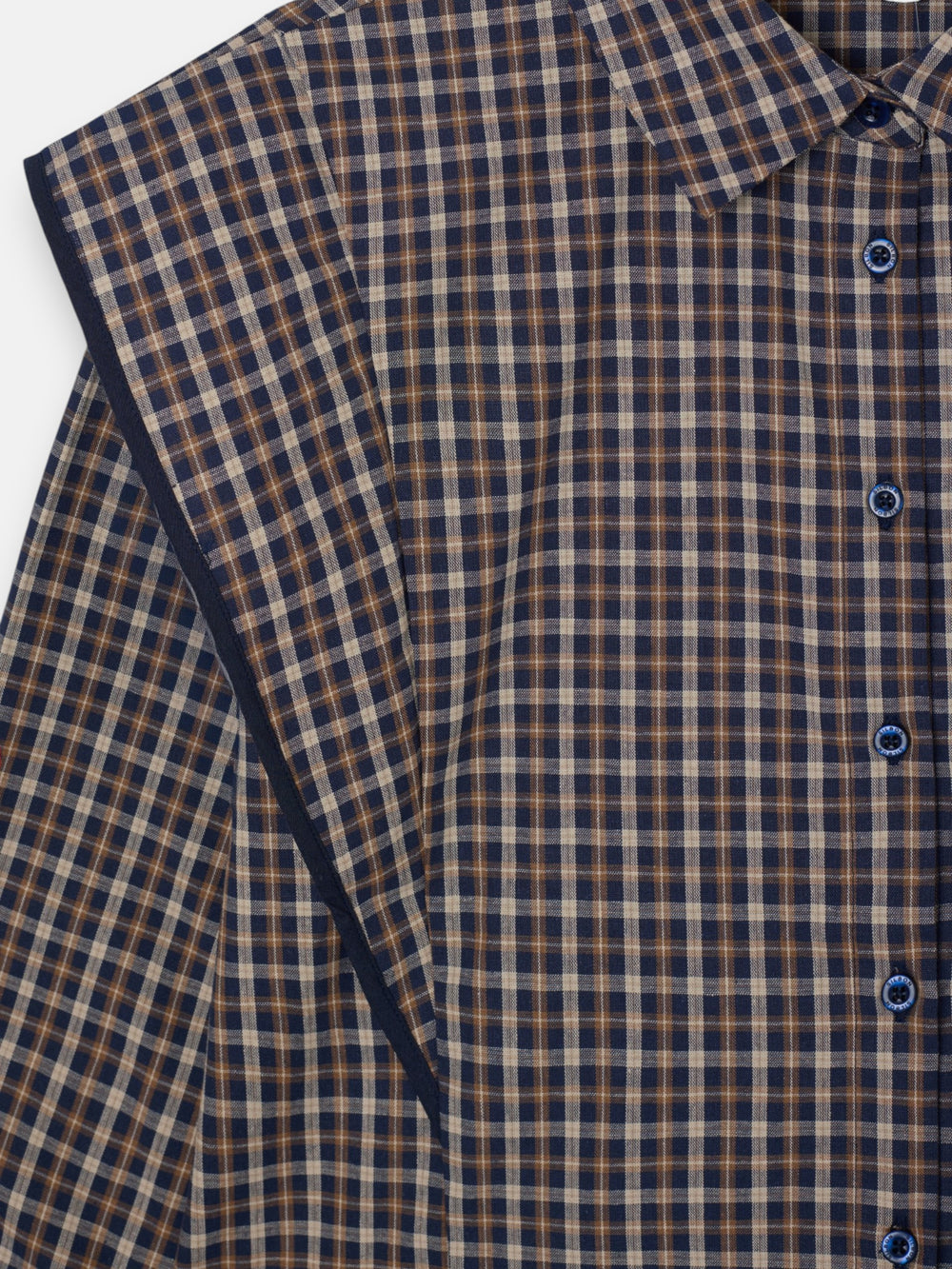 Chemise structurée à carreaux bleus et marron