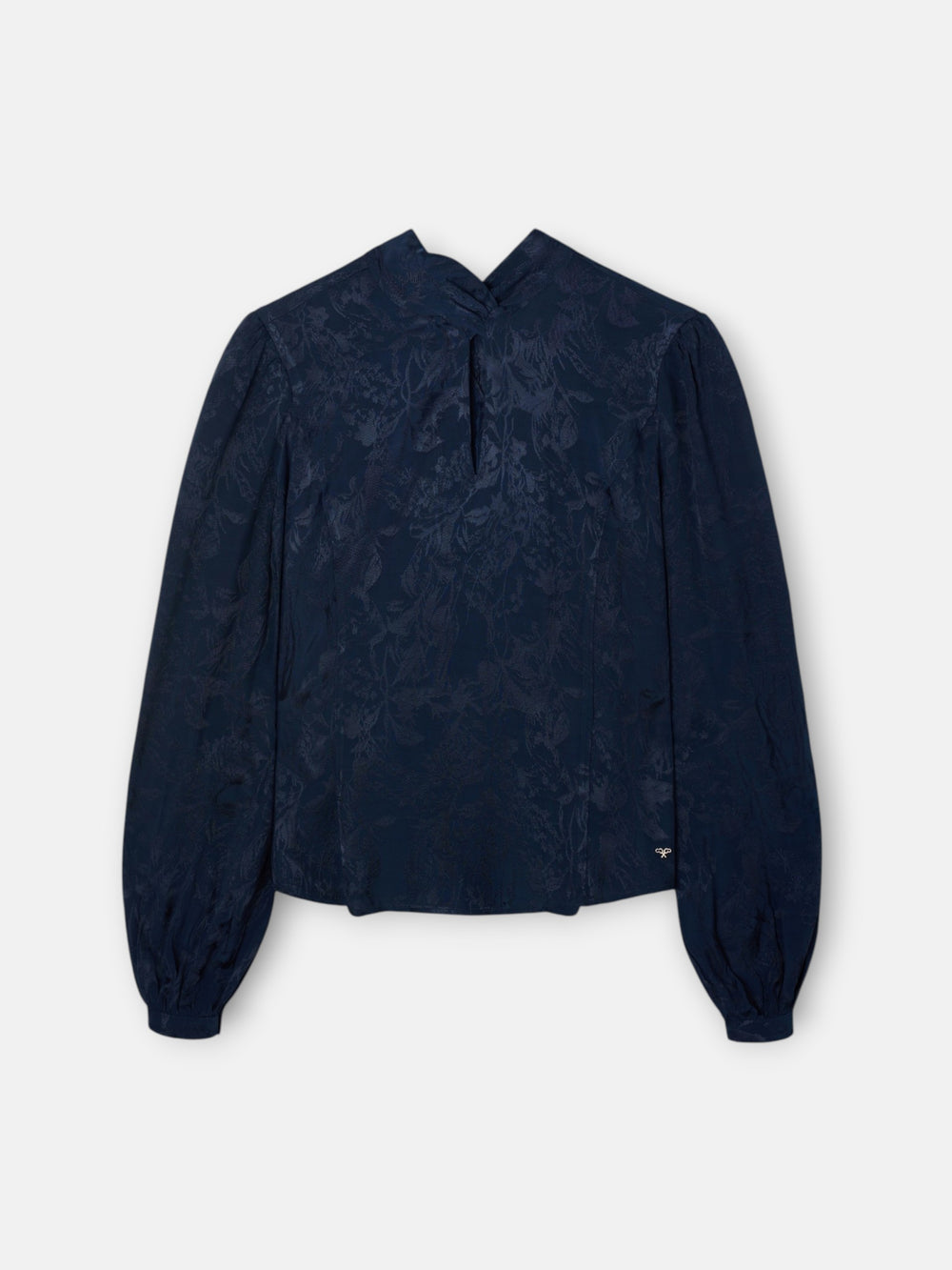 Blouse à bretelles col jacquard bleu