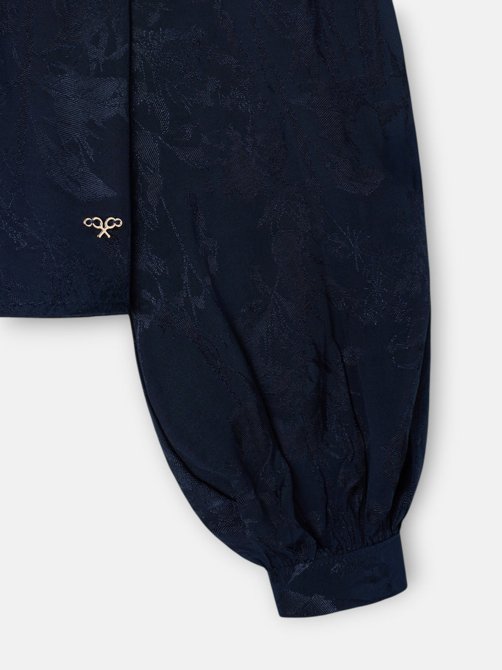 Blouse à bretelles col jacquard bleu