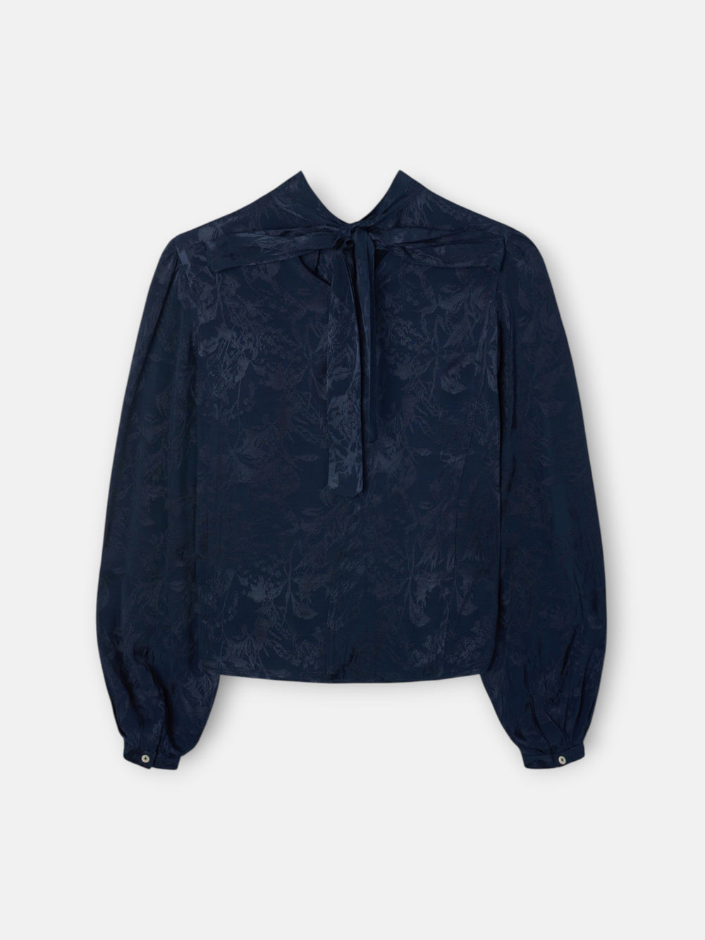 Blouse à bretelles col jacquard bleu