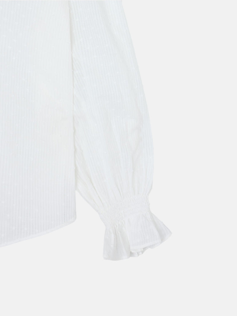 Blouse à volants plumetis blanc