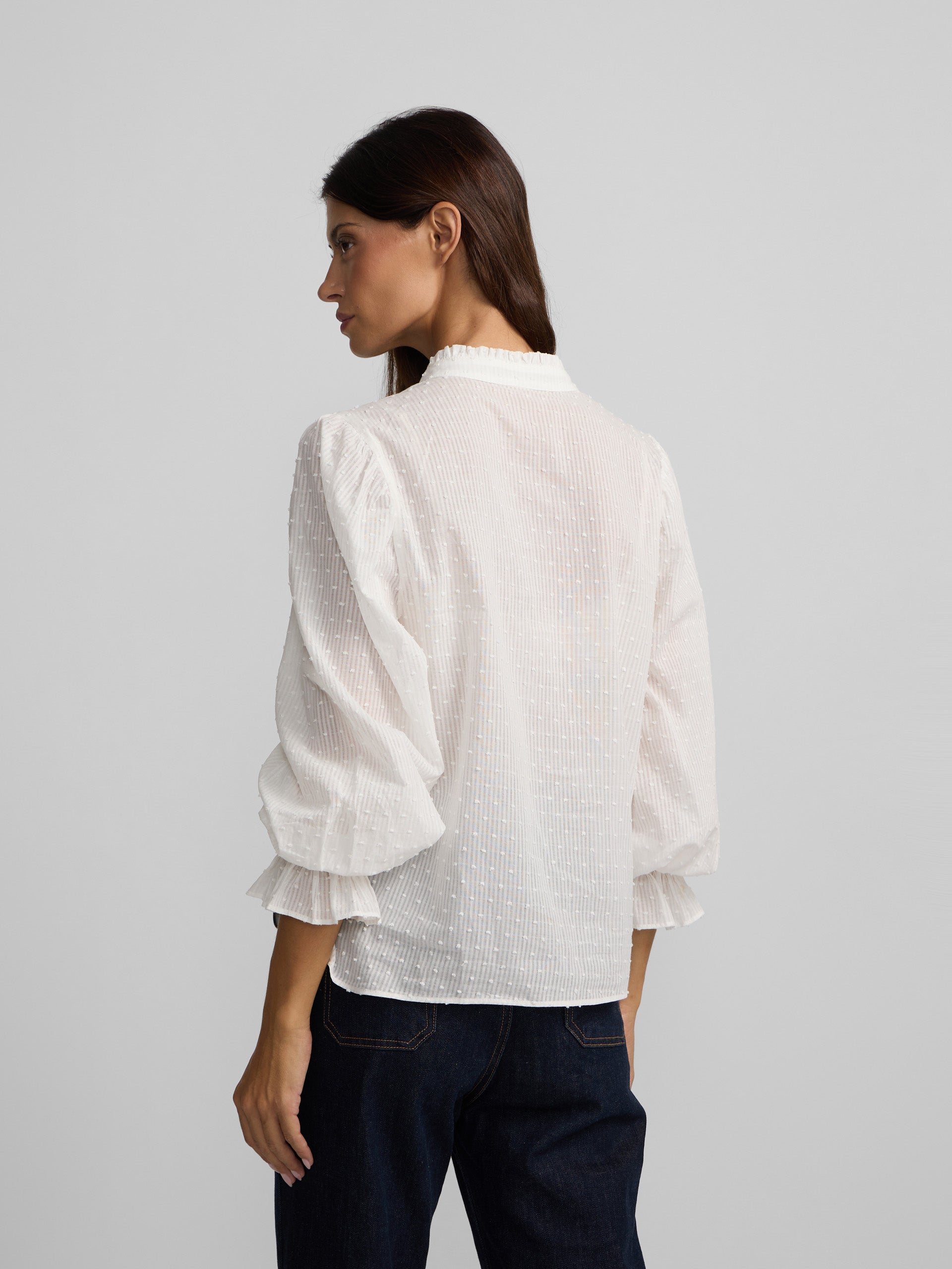 Blusa volantes plumetti blanco
