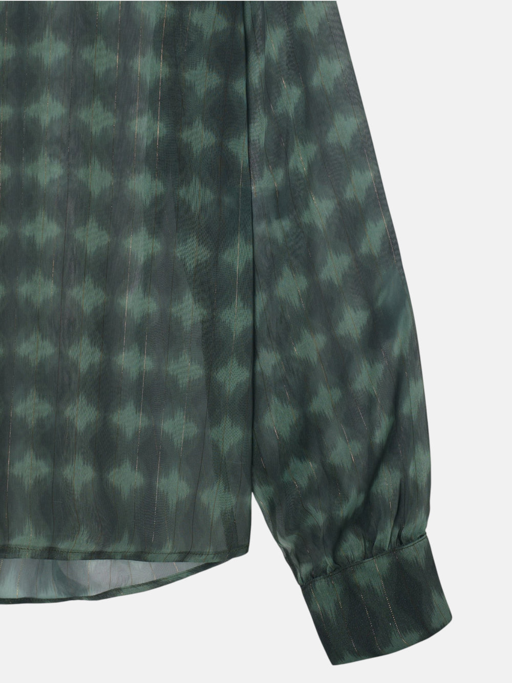 Blouse à volants imprimé ethnique vert