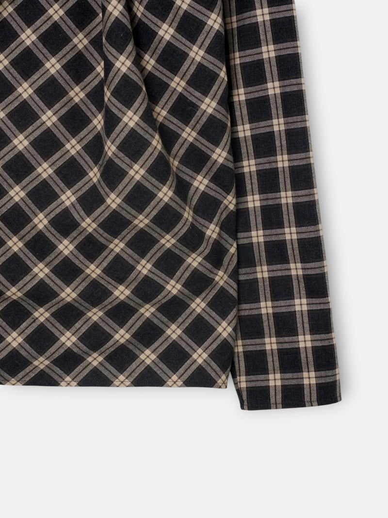 Blusa nudo cuadros gris y crudo