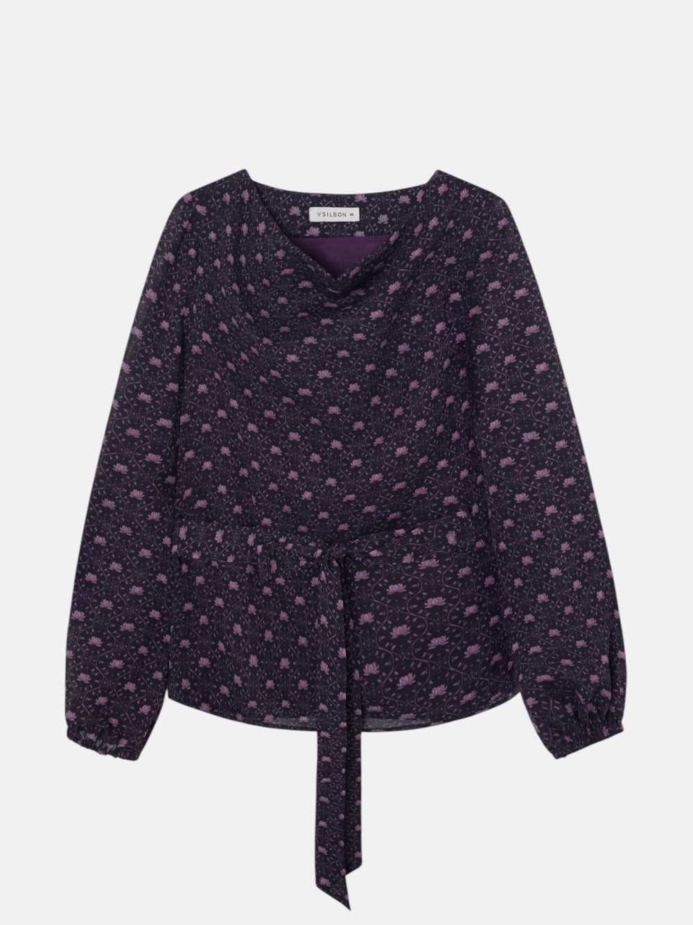 Blouse nouée imprimé violet