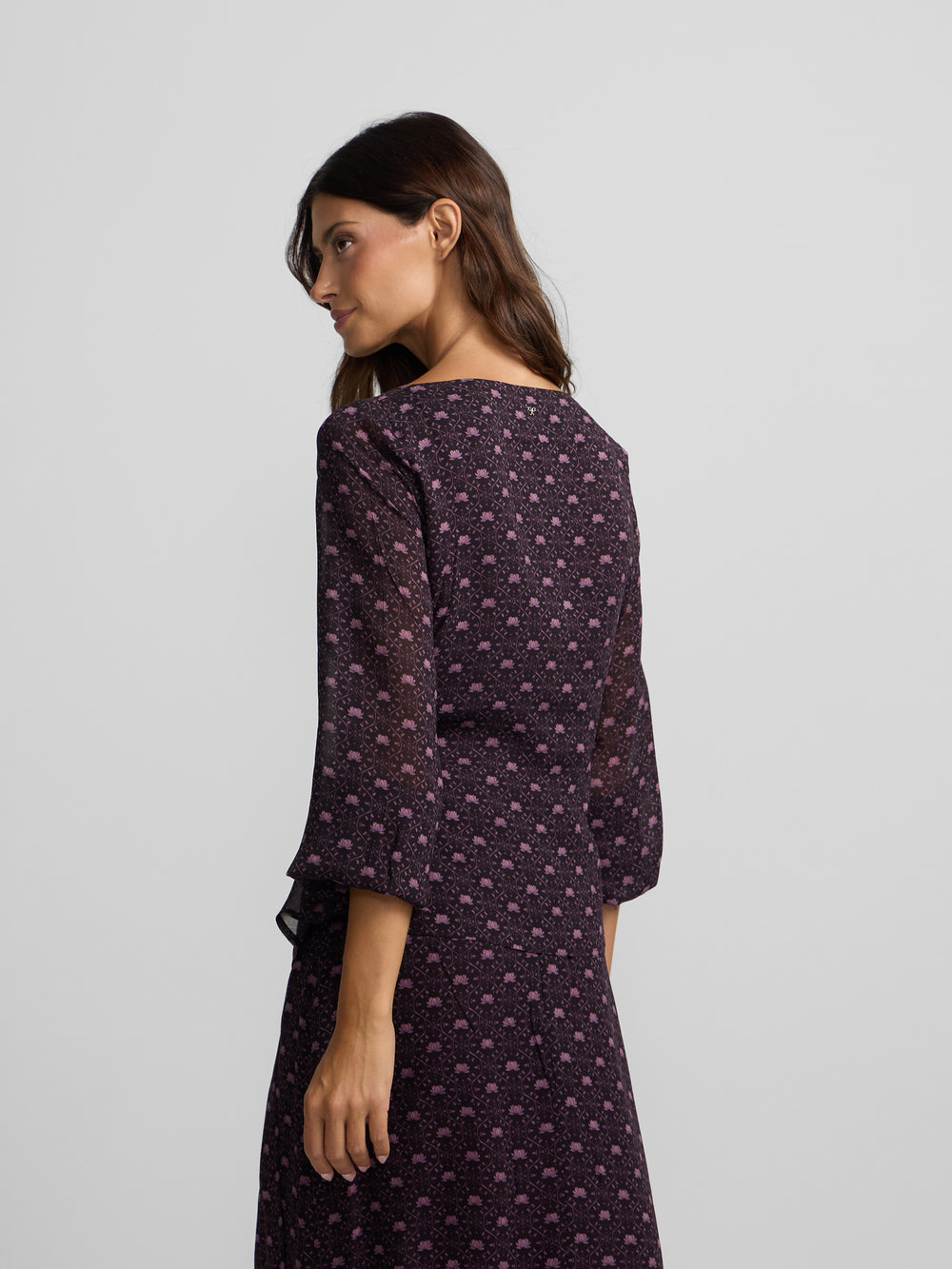 Blouse nouée imprimé violet