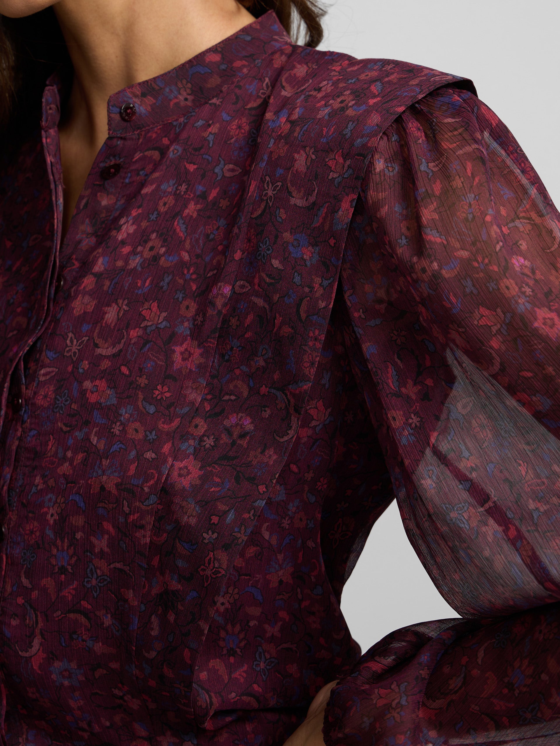 Blusa estampado flores granate