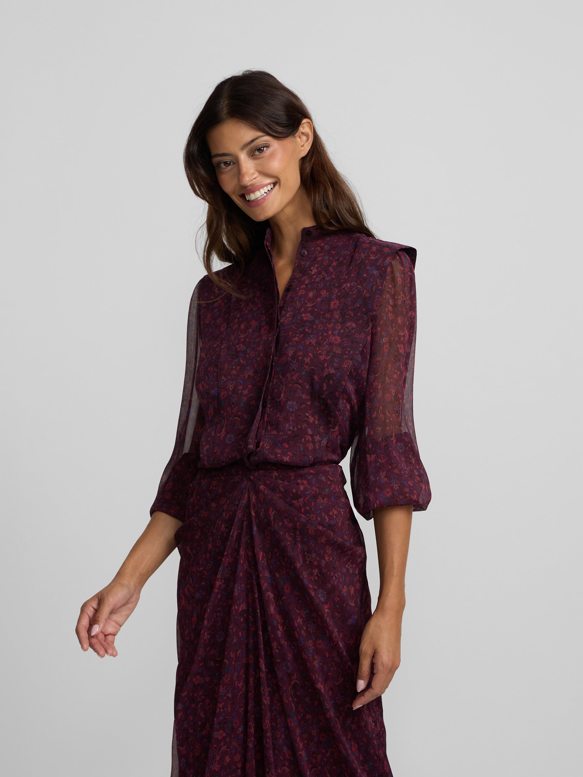 Blusa estampado flores granate
