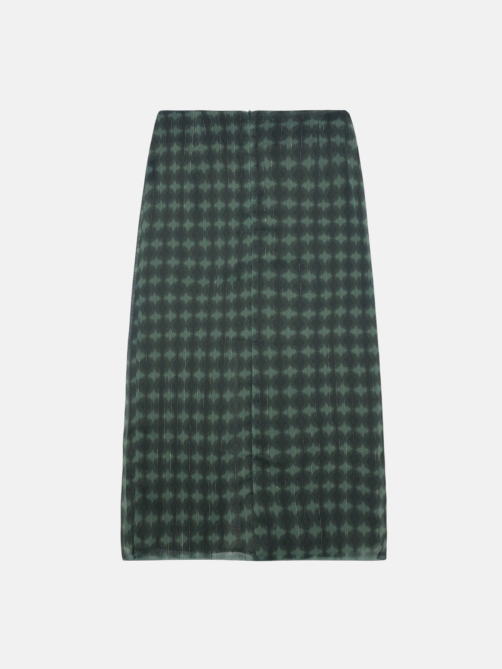 Midi skirt with green ethnic print knot