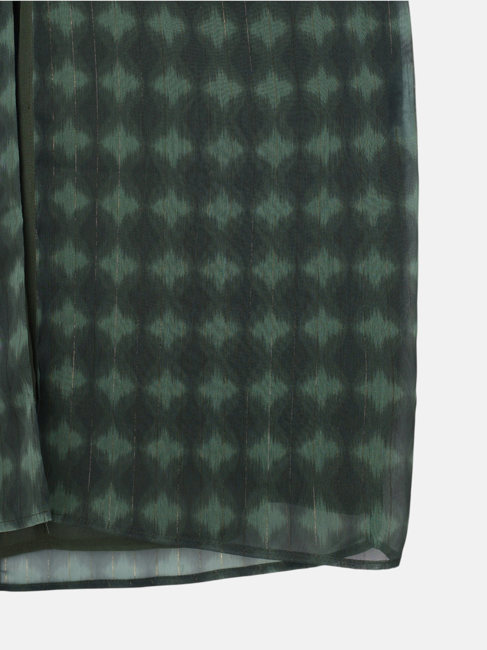 Midi skirt with green ethnic print knot