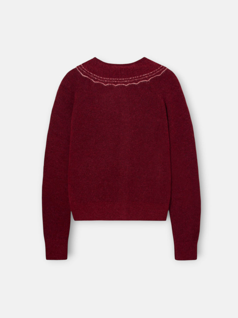 Cardigan cuello bobo granate