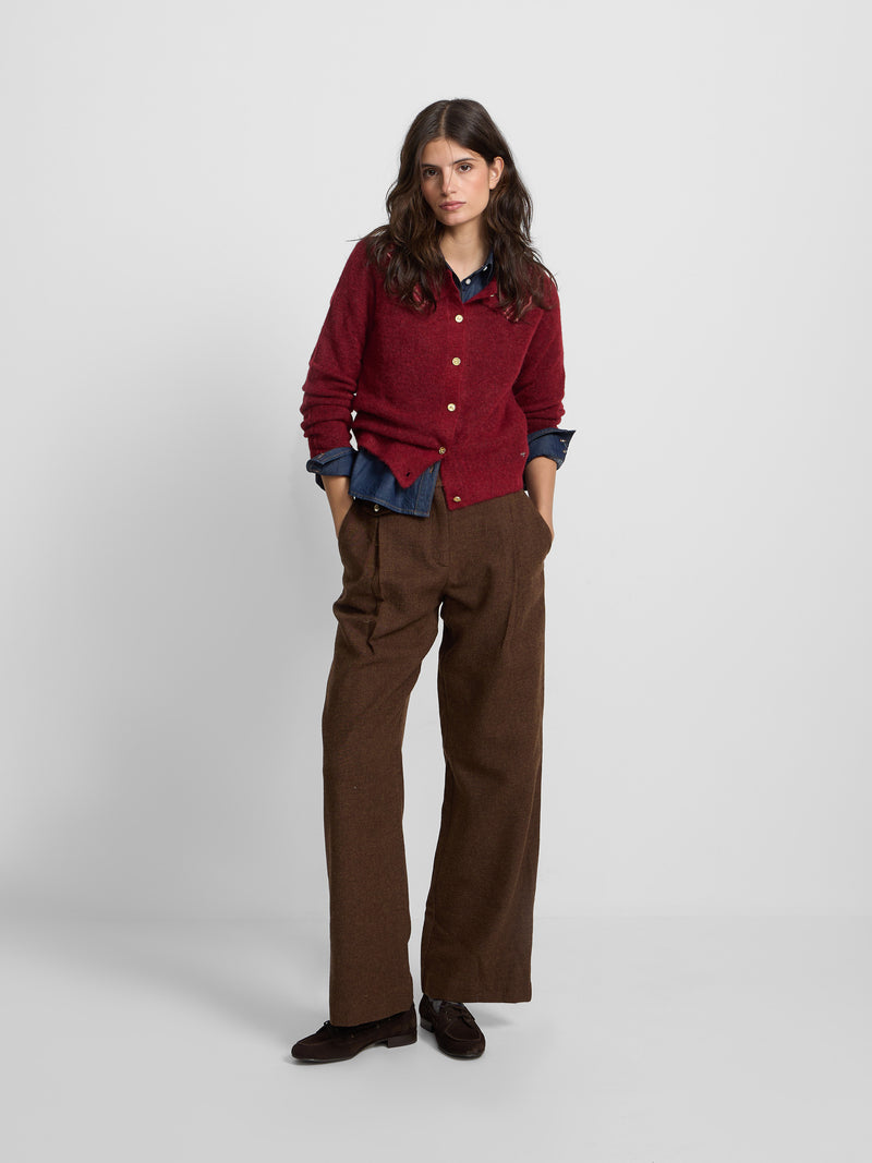 Cardigan cuello bobo granate