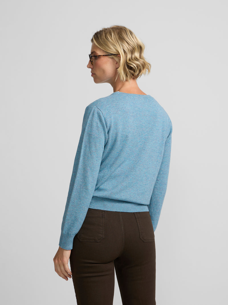 Pull col en V vert d'eau
