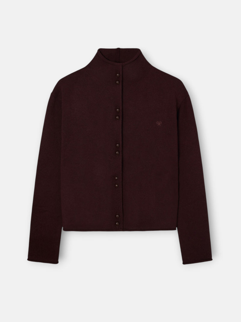 Cardigan cuello subido marron