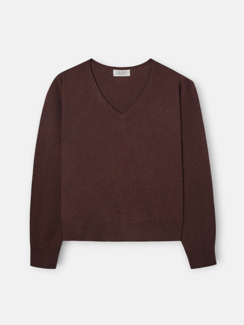 Jersey cuello pico marron