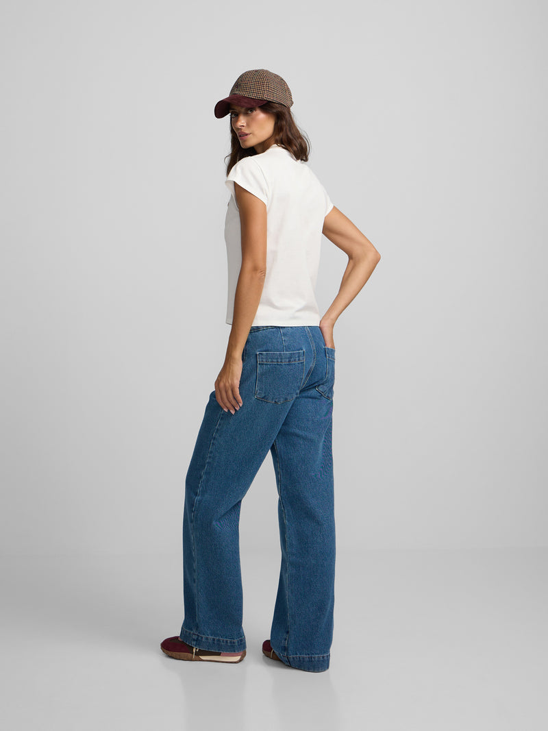 Pantalon culotte marin bleu en denim