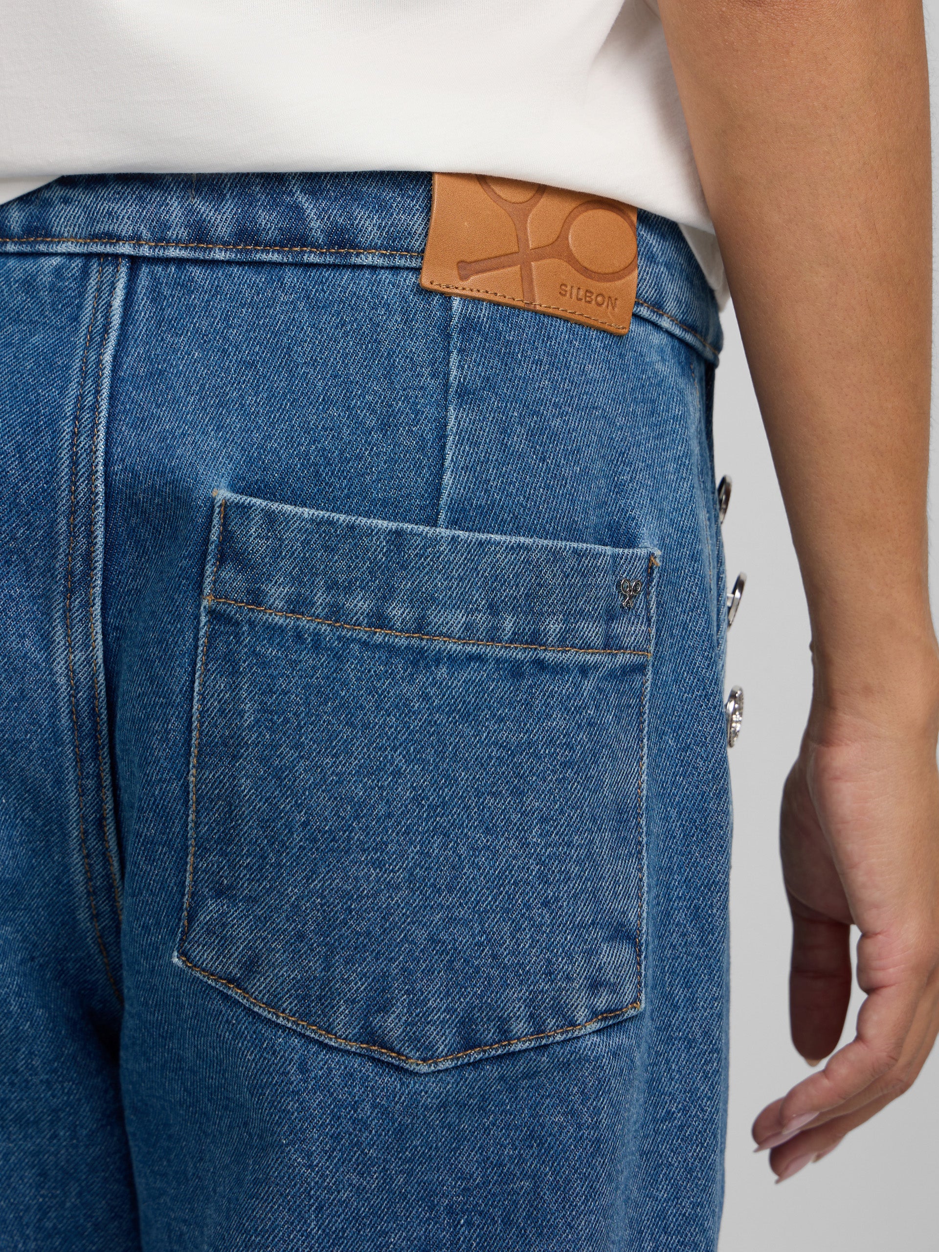 Pantalon culotte marin bleu en denim