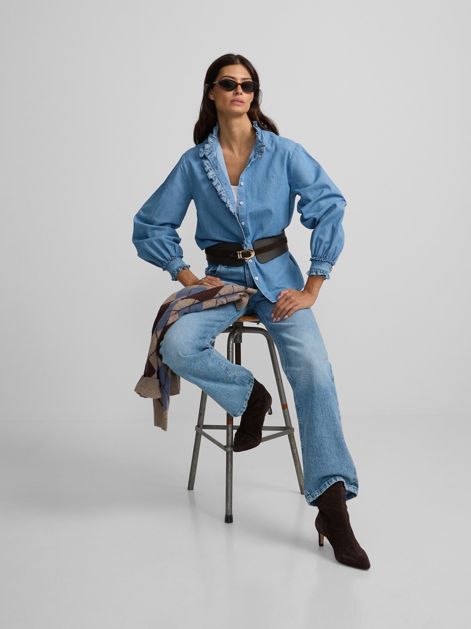 Straight light denim trousers
