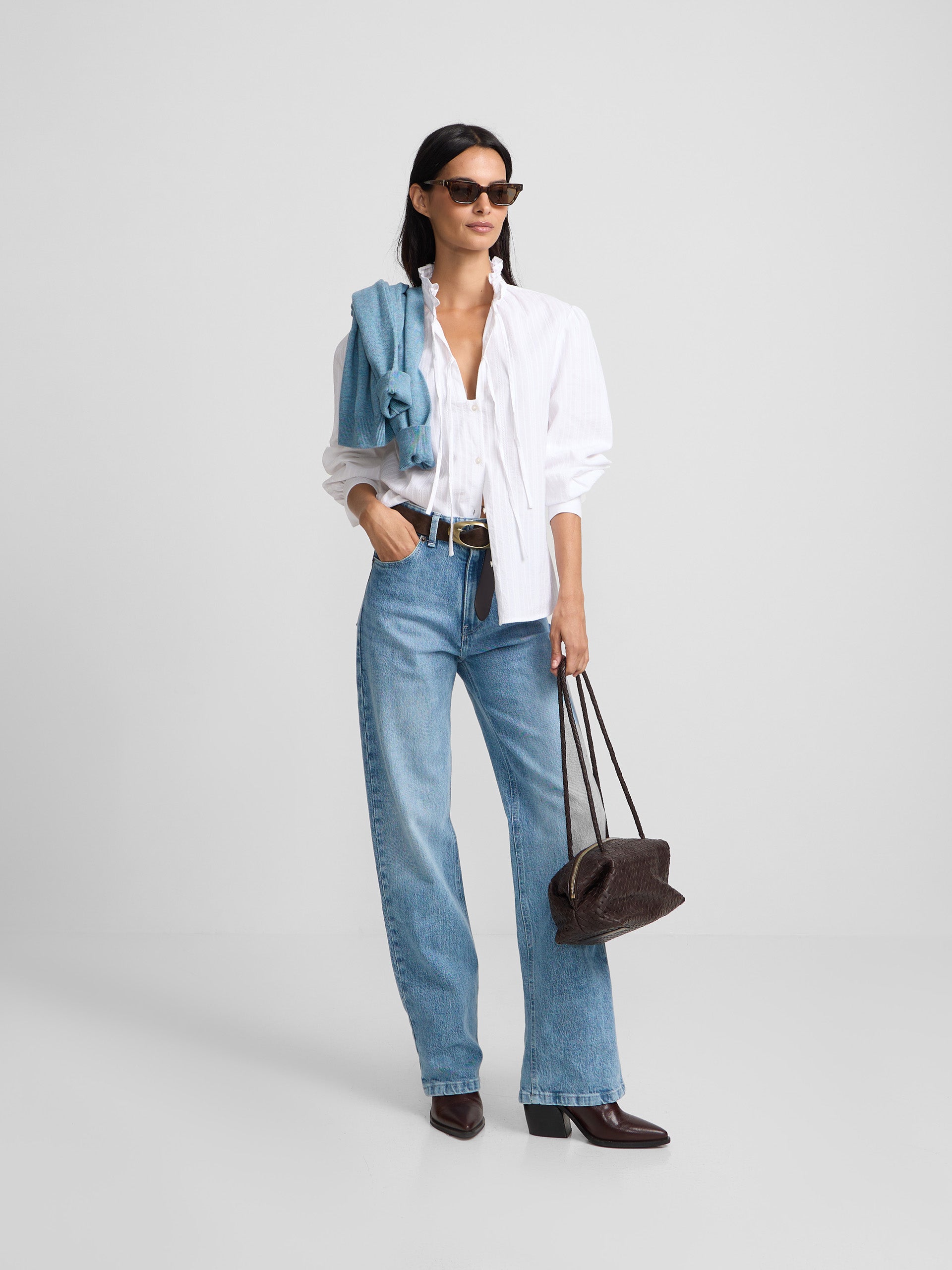 Pantalon droit en denim clair
