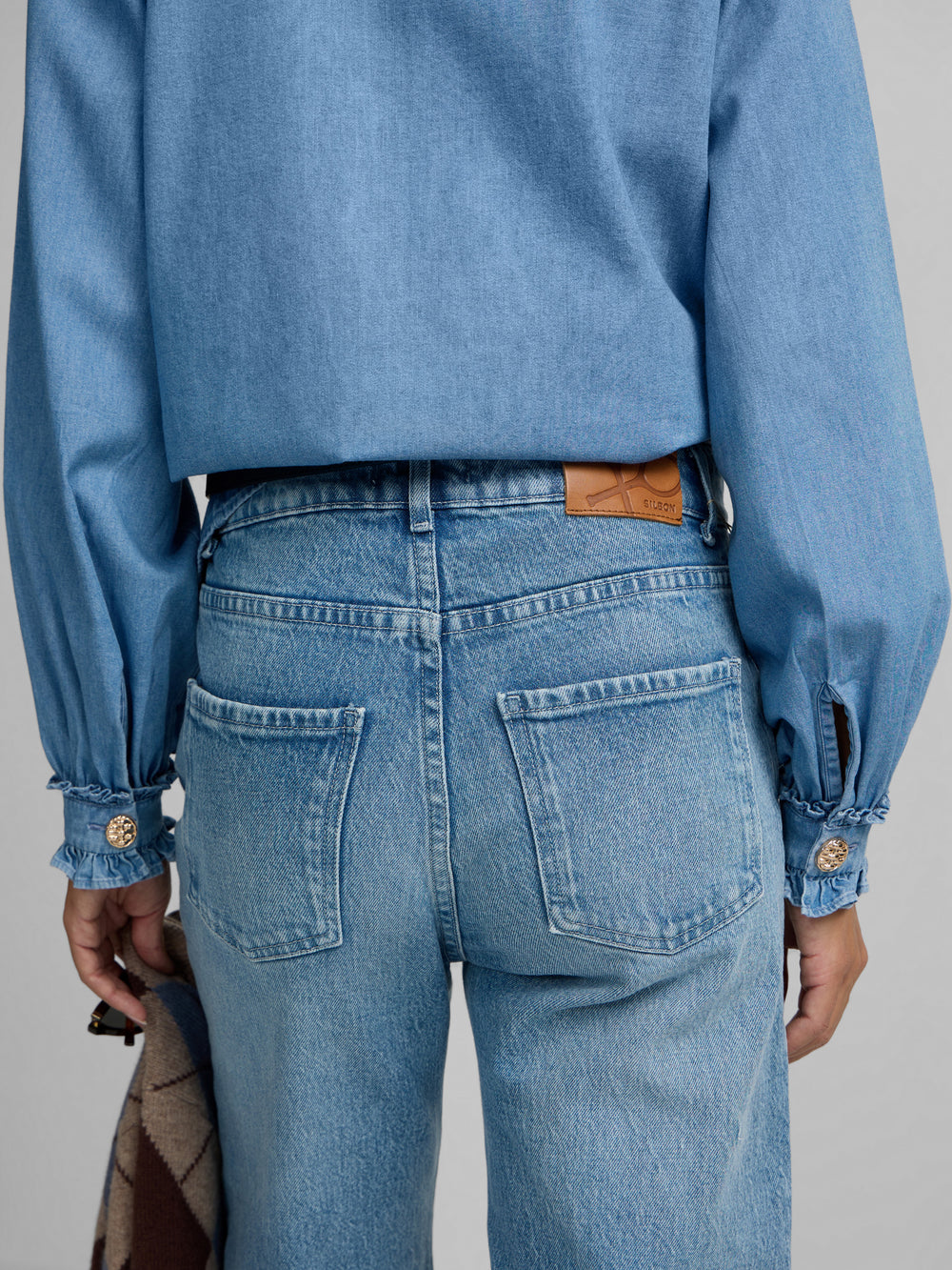 Straight light denim trousers