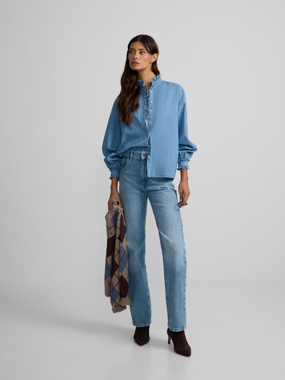 Straight light denim trousers