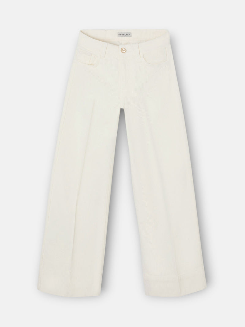 Pantalon wide leg pana crudo